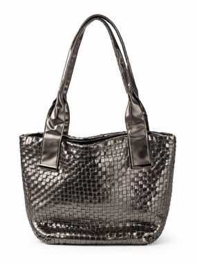 Braciano Vintage Y2K Woven Metallic Silver Shoulder Bag Tote